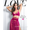 Bom vestidos longos e sexy violeta lingerie